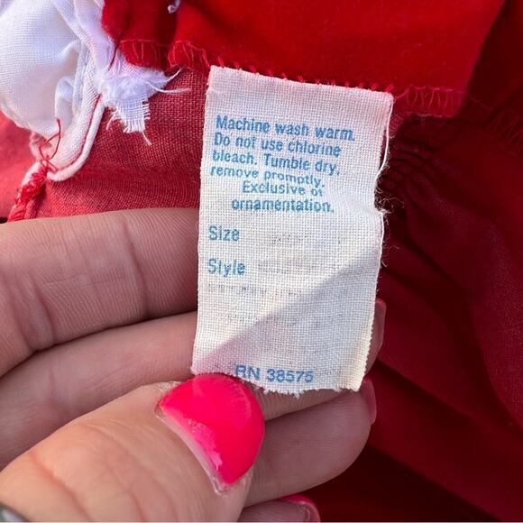 Vintage Jolene Red Velvet Christmas Baby Dress with Bloomers Diaper Cover 6-9mos - Picture 3 of 4